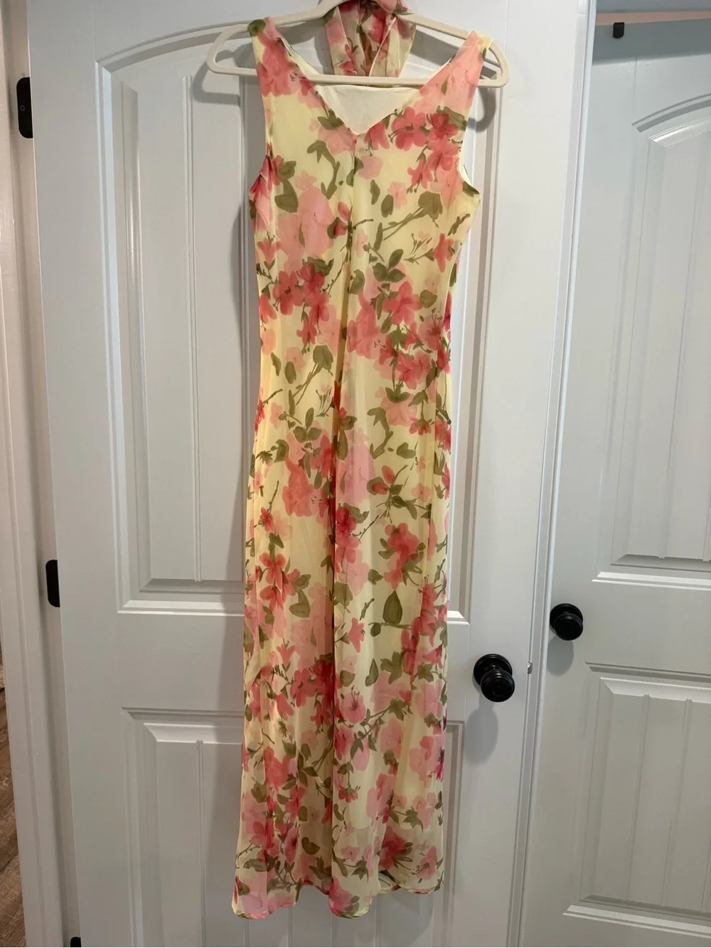 My Michelle Yellow Maxi Dress with Pink Floral Print
